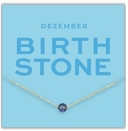 happymaker - Halskette Damen Silber 925, vergoldete Silberkette mit Geburtsstein Dezember, echter blauer Topas Edelstein für Sternzeichen Schütze, handgefertigt, größenverstellbar, Geschenkverpackung