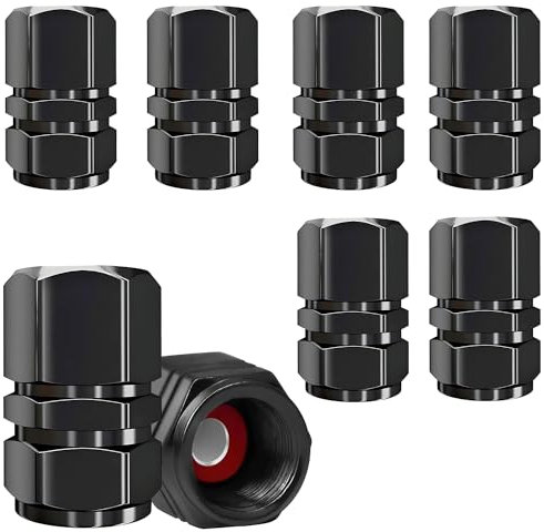 INSPUTOL Bouchons de Tige de Valve de Pneu en Aluminium, 8 pièces, Noir, Universels, Anti-poussière pour Voiture, Camion, Moto, Vélo
