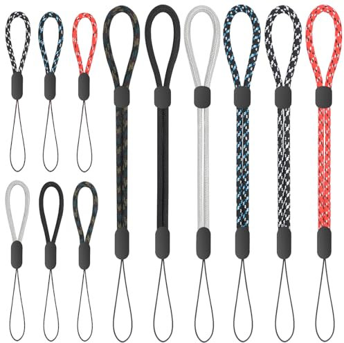 FgofhFu 12pcs Adjustable Phone Hand Wrist Strap Lanyard, Nylon Colorful Finger Lanyard Short Wrist Strap for Cellphone, Mobile Phone, Camera, GoPro, Keychain, USB Flash Drives and More Device
