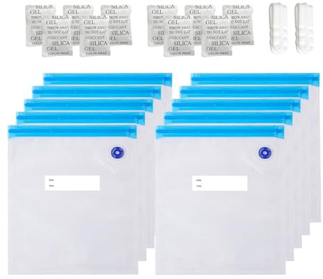 TIOPY 10Pcs 3D Drucker Filament Vakuumbeutel Kit 30x34 cm,Transparente Wiederverwendbare Aufbewahrungsbeutel mit 10 Trocknungsmittel, 2 Dichtungsclips für PLA ABS PETG TPU Lagerung, Ohne Pumpe