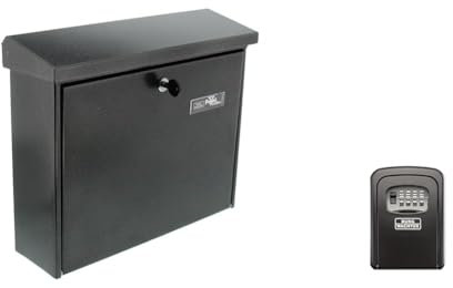 Burg Wächter Briefkasten, A4 Einwurf-Format & Schlüsseltresor mit 4-stelligem Zahlencode für außen und innen, Sicher, Wandmontage, Key Safe 30 SB, Schwarz