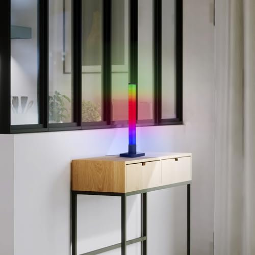 Lightbox RGB-LED Tischlampe | 50 cm Höhe | dimmbare Tischleuchte mit Musiksensor & Fernbedienung & RGB-Frontlight | max. 65 lm | integiertes LED | aus Aluminium/Kunststoff in Schwarz