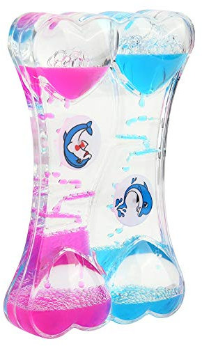 Fdit Minuterie Liquide Flottante, Sablier, Motif Cœur, Décoration de Bureau pour la Maison et Le Bureau (Bleu + Rose : Dauphin Simple)