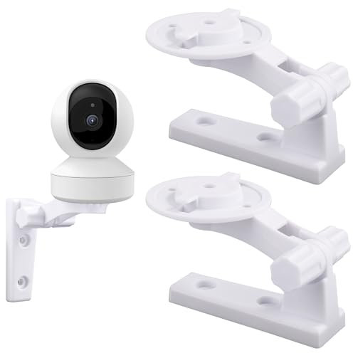 2pcs Camera Wall Mount Compatible with Reolink E1 / E1 Pro, White Camera Wall Bracket Adjustable Ceiling Camera Mount for Mercury TPLINK, 4 Rubber Plugs 4 Screws