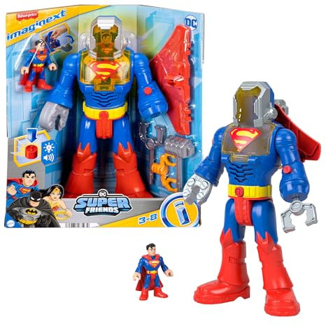 Fisher-Price Imaginext DC Super Friends einsetzbarer Superman mit Exo-Anzug als ca. 30 cm großer Roboter mit Lichtern und Geräuschen, für Kinder ab 3 Jahren, JCT47, [Mehrfarbig]