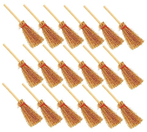CIYODO 100 Piezas Mini Encanto De Escoba Mini Verso Plantas Pequeños Patos Escoba Decoración Muñeca Escoba De Bruja Escoba De Bruja De Halloween Pequeñas Escobas De Bruja Mini Calderos