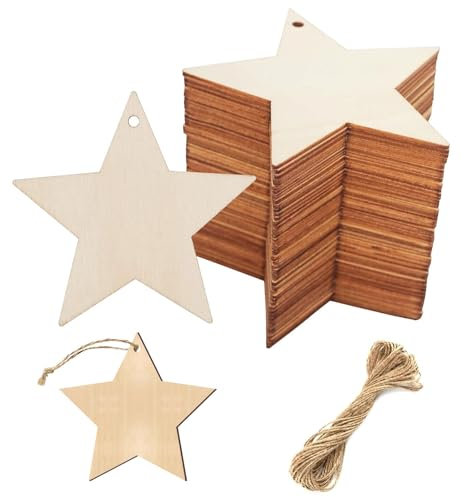 Ornamenti da Appendere con Stelle in Legno, Stelline Di Legno, 50 x 5cm Stelle In Legno Per Decorazioni, Per Casa, Giardino, Fai Da Te, Artigianato, Albero Di Natale, Decorazione Per Feste