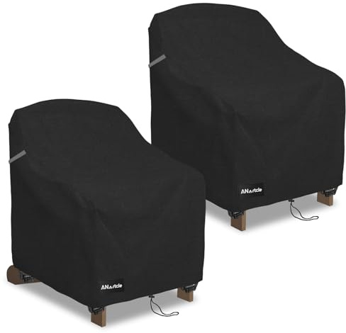 ANartcle Adirondack Stuhlhussen für Terrassen, 600D wasserdicht, strapazierfähig, für den Außenbereich, 76,2 x 86,4 x 91,4 cm, Terrassenmöbel-Abdeckungen, Schwarz, 2 Stück