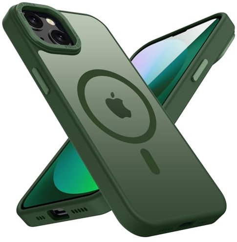 KPPIT Magnetic Case for iPhone 13 Compatible with MagSafe, Shockproof Drop Protection, Frosted Translucent Back Phone Case for iphone 13,Cangling Green