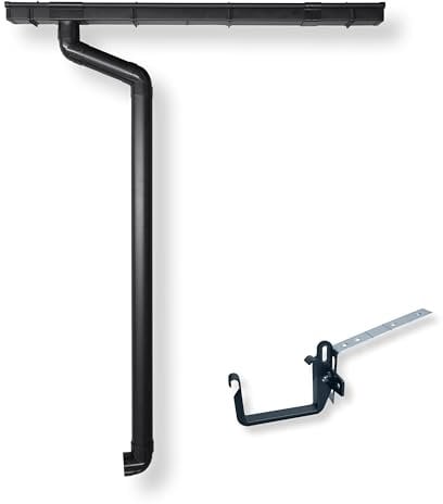4Home&Garden Gouttière RG 70 avec angle de montage - Kit complet avec tuyau de descente jusqu'à 650 cm - Type 200 tuyau de descente DN 60 - Plastique PVC anthracite - 4Home&Garden (longueur du toit