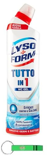 Lysoform Tutto Lot de 10 nettoyants pour toilettes en gel océan 750 ml + porte-clés Beni Culinari
