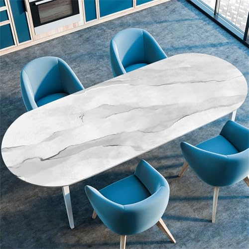 Treer Mantel Oval Con Bordes Elásticos, Mantel De Mármol, Protector De Mesas Ajustable, Manteles Antimanchas Para Fiesta Cocina Picnic (107x173cm/42x68, Gris)