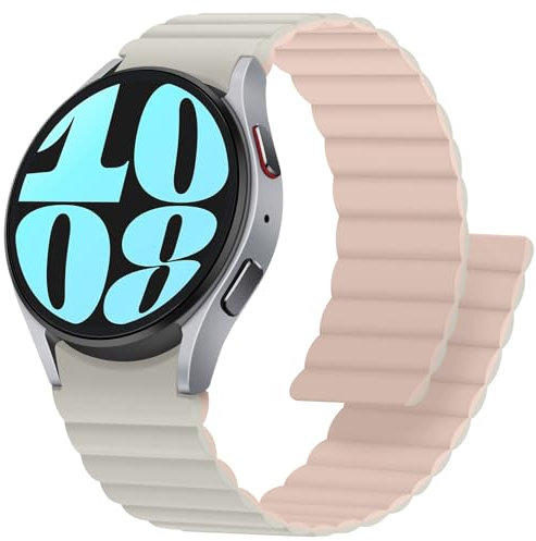 Anlinser Kompatibel mit Galaxy Watch 7/6/5/4/FE Armband 44mm 40mm, Wasserdichte Sportarmbänder für Galaxy Watch 6 Classic 47mm 43mm/5 Pro 45mm, Polarstern/Rosa