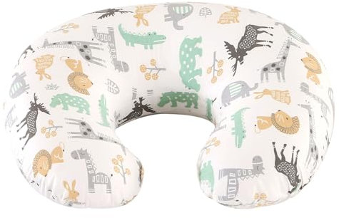 Nursing Pillow, 2025 Ergonomic Baby Support Pillow Feeding Pillows Nursing Essentials for Bottle and Breastfeeding, Fiber Fill And Removable 100% Cotton Breastfeeding Cover (Cute Animals, Small)