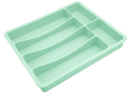 hiwhale Organisateur de tiroir de Cuisine en Silicone, 6 Compartiments Argenterie de Cuisine et Porte-Couverts, Plateau de Rangement Multifonctionnel pour Couverts ménagers pour fourchettes cuillères