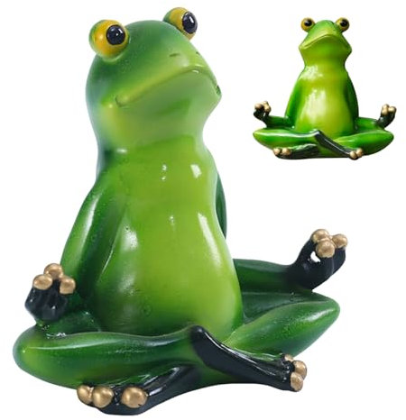 Eyccier Frog Figures Garden Decoration Yoga Frog Animals Outdoor Meditating Frogs Statue for Home Lawn Fence Stool Decor 10.2x10.8 cm..