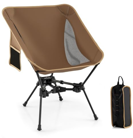 COSTWAY Campingstuhl faltbar, ultraleichter Klappstuhl mit Seitentasche, klappbarer Angelstuhl, 150 kg Tragfähigkeit, Faltstuhl für Camping, Angeln, Wandern
