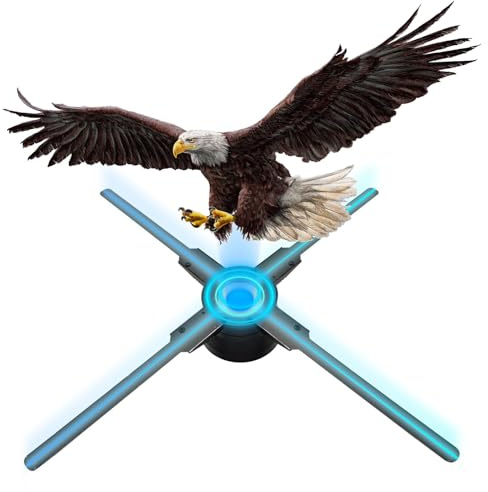 BEHYIVD Proiettore ologramma 3D da 56 cm con WiFi e Bluetooth, ventilatore ologramma 3D con 624 LED e 2200 cd/m² e 1500 video 3D, ventilatore ologramma per mostre, centri commerciali, cinema