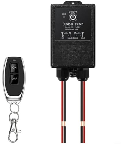 Interruttore relè radiocomandato da 12 V, IP65, impermeabile con relè ad alte prestazioni da 40 A, per lampade, motori e ventole, nero (A)