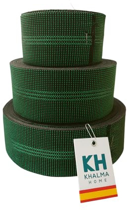 KHALMA HOME Cinta Elástica Tapicería | Cincha Tapicería Resistente para Sofás y Sillas | Cinta Elástica para Tapizar | Cinchas para Tapizar Sillas, Reparación. (Verde, 6 cm de Grueso) (5 METROS)