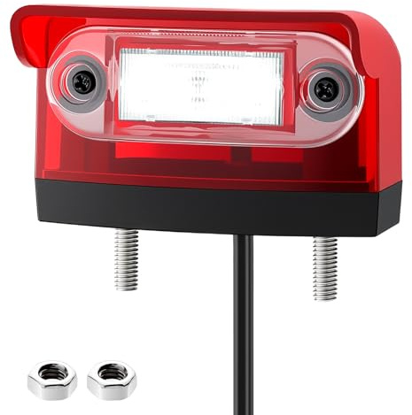 AUTOUTLET LED Kennzeichenbeleuchtung Anhänger, 12V-24V Nummernschildbeleuchtung IP67 Wasserdicht 6000K Kennzeichenleuchte Weiß Nummernschild Licht mit Dual E9-Zulassung für Auto Anhänger LKW Boot(Rot)