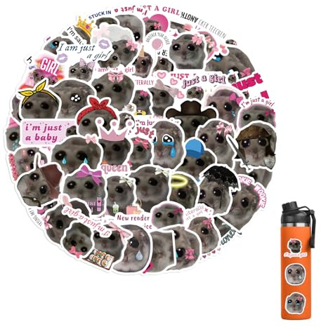 56 Stück Hamster MeMe Aufkleber,Sad Hamster MeMe Sticker,Wasserdicht Niedliche Cartoon Animal,Cute Lustige Stiker,für Auto Telefon Laptop Gepäck Scrapbook Fahrrad Koffer Motorrad,für Kinder Erwachsene