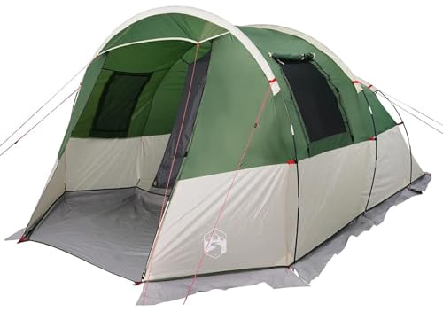 HOMELEN Campingzelt Tunnelzelt Wasserdicht Grün 185T Polyester 455x265x194cm 8.4kg 4-Personen Zelt mit E-Port für Outdoor Abenteuer