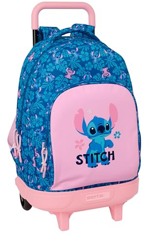 STITCH LILO - Mochila Grande con Ruedas, Compacta, Extraíble, Ideal para Niños de Diferentes Edades, Cómoda y Versátil, Calidad y Resistencia, 33x22x45 cm