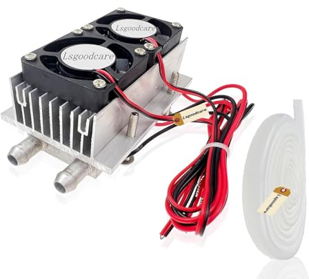 Lsgoodcare 12V Thermoelectric Peltier Cooler Heatsink System, TEC1-12706 2 Chip Peltier Semiconductor Cooling Kit, DIY Mini Air Conditioner and Refrigerator Device + Water Cooling Tube
