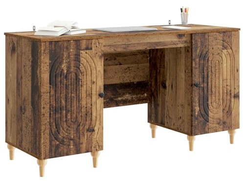 vidaXL Schreibtisch mit Regal Altholz 142,5 x 50 x 75 cm Holzwerkstoff, Wohnzimmer, Rechteckiger Tisch, Moderner Stil, Viel Stauraum, Holzwerkstoff, Minimalistisch, Funktionell
