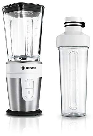 Bosch Mini-Standmixer VitaStyle Mixx2Go MMBM7G2M, 6-Klingen-Edelstahlmesser, Tritan To-Go-Flasche, 2 Geschwindigkeitsstufen, BPA-frei, einfache Reinigung, 35,000 U/min, 350 W, Edelstahl