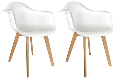 THE HOME DECO FACTORY - HD3009 - Lot de 2 Fauteuils Scandinave pour Enfant Bois Blanc 42,80 x 41 x 58,40 cm