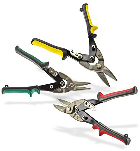 DEMA Blechscheren-Set 3-tlg. 250 mm – Metallschere, Blechschere, links, rechts, gerade – robust, langlebig, präzise – für Werkstatt, Metallbearbeitung, Heimwerker, Handwerk, Schneiden