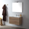 Kiamami Valentina - Mobile Bagno Sospeso | Finitura Rovere Naturale | Design Moderno | Linee Pulite | Specchio Incluso | Mobili Salvaspazio, Quercia Naturale, 80CM Lavabo Bianco, Quercia