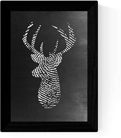 Nacnic Deer Schwarz-Weiß-A4-Blatt Poster Rotwild in der Größe mit schwarzem Hintergrund Tafel Stil. 250 gr Papier und hohe Qualität Tinten. Frameless