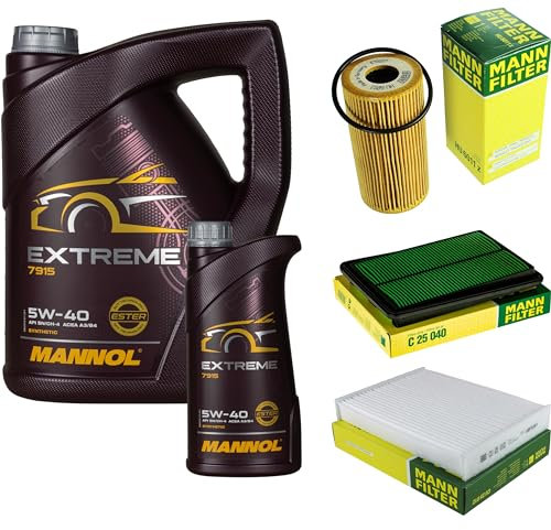 Filter Set Inspektionspaket 6 Liter MANNOL Motoröl Extreme 5W-40 API SN/CF MANN-FILTER Luftfilter Innenraumfilter Ölfilter