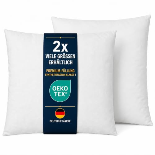 Bestlivings Lot de 2 coussins de remplissage en polyester non tissé 80 x 80 cm - Blanc - Lavable à 30 °C - Plusieurs tailles