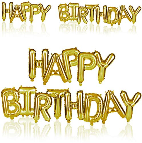 com-four® 2x Ballons Happy Birthday, Folien-Ballon für Geburtstagsdeko | Birthday Girlande aus Luft-Ballons
