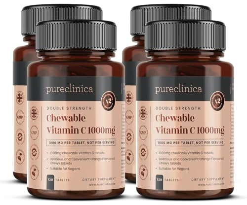 Double Strength Chewable Vitamin C 1000mg x 480 Tablets (4 Bottles of 120 Tablets) - 16 Months Supply