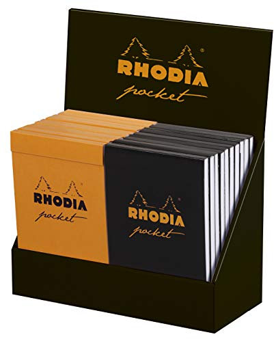 Rhodia 8220C - Packung mit 20 Notizblöcken Display Block Pocket 7,5x12cm kariert 40Bl 80g sortiert, farbig sortiert, 1 Pack