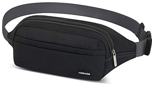 wasserdichte Bauchtasche Gürteltasche für Damen und Herren 4 Reißverschluss Taschen Wandern Fitness Fahrrad Outdoor Sport Hüfttasche Urlaub Doggy Bag Geld Pouch Pack (Grau)