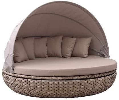Strandkorbwerk Liegeinsel Cardiff Milchgrau Ziegel Lounge Gartenlounge Gartenmöbel