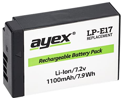 ayex LP-E17 Akku Passend für Canon EOS RP R100 R50 R8 77D 750D 760D 800D 850D M3 M5 M6 Mark II Leistungsstark & Zuverlässig