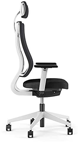 Viasit Drehstuhl Newback Gestell telegrau, für das Büro oder Zuhause - ergonomisch (Schwarz, mit Nackenstütze)