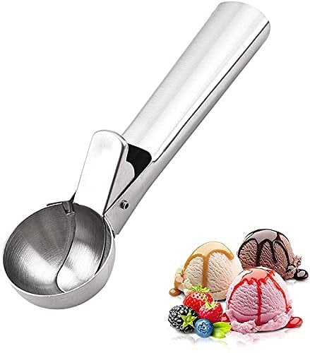 Rpanle Eisportionierer Edelstahl, Eislöffel Portionierer 5cm mit Auswerfer und Komfortablem Griff für Eiskugeln, Reis, Melonenkugeln, Keksteig