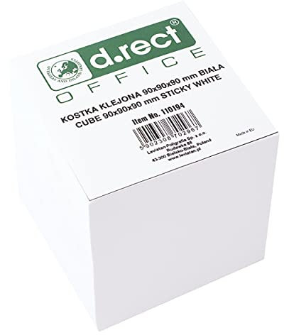 D.RECT Bloc de notas, 90 x 90 x 90 mm, aprox. 850 hojas, encolado en la parte superior, color blanco