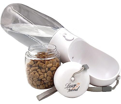 LexyFriend Gourde pour Chien et Chat 550ML, Bouteille Eau Portable Accessoire Abreuvoir Kit Voyage, Gamelle Eau Hermétique-Résistant (Blanc)