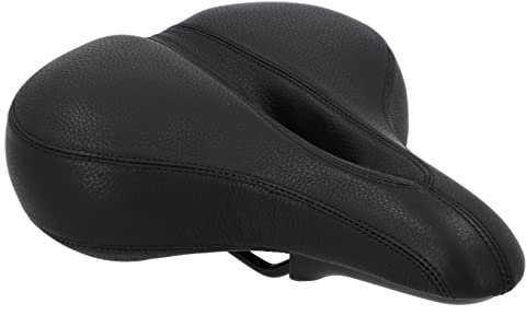 Gusti Sattel Echtes Leder - Connie C. Leder Fahrradsattel Ledersattel Vintage Retro Sattel Fahrrad Weich Gepolstert Breit Ergonomisch Schwarz
