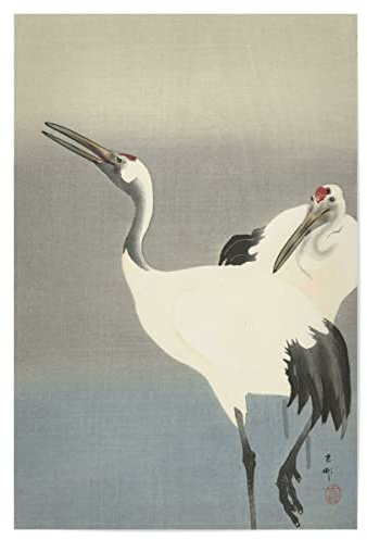 artboxONE Poster 30x20 cm Natur Zwei Kraniche von Ohara Koson - Bild Japan gemälde Japan