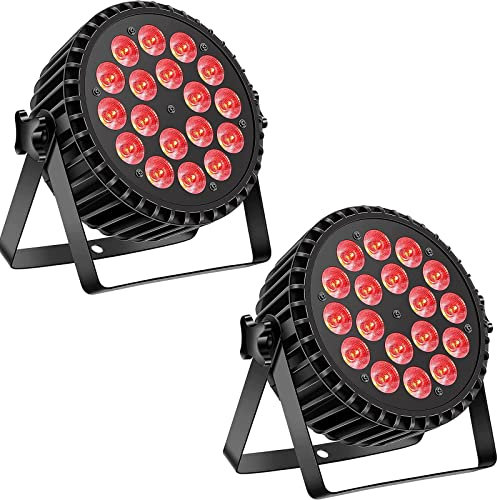 DELIBANG 2Pcs 18 LED Par Bühnenlicht Aluminiumschale,200W RGBW Disco Partylicht mit Auto/Strobe/ DMX512 Steuermodus, Discolicht Moving Head für Party Club Bar Hochzeit